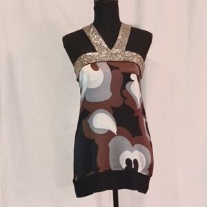 100% Silk Sequined Halter Top by Body Language